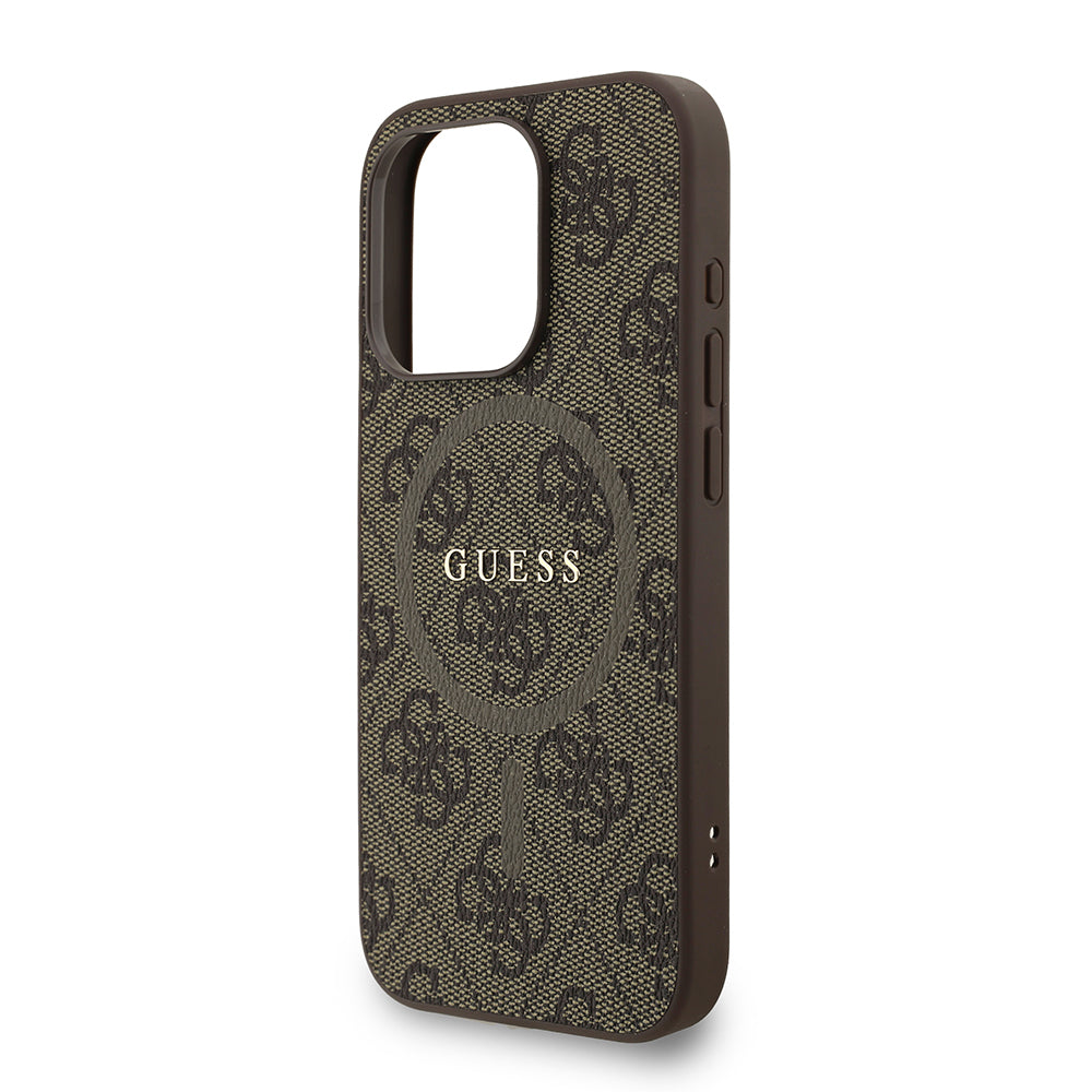 iPhone 15 Pro Kılıf Guess Orjinal Lisanslı M-safe Şarj Özellikli PU Deri Bilek Askı İpli Yazı Logolu Kapak