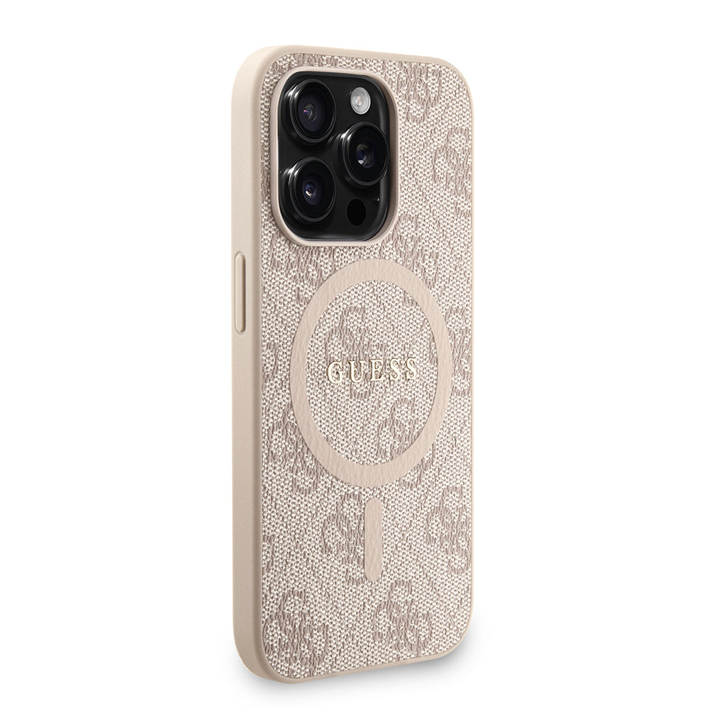 iPhone 15 Pro Kılıf Guess Orjinal Lisanslı M-safe Şarj Özellikli PU Deri Bilek Askı İpli Yazı Logolu Kapak
