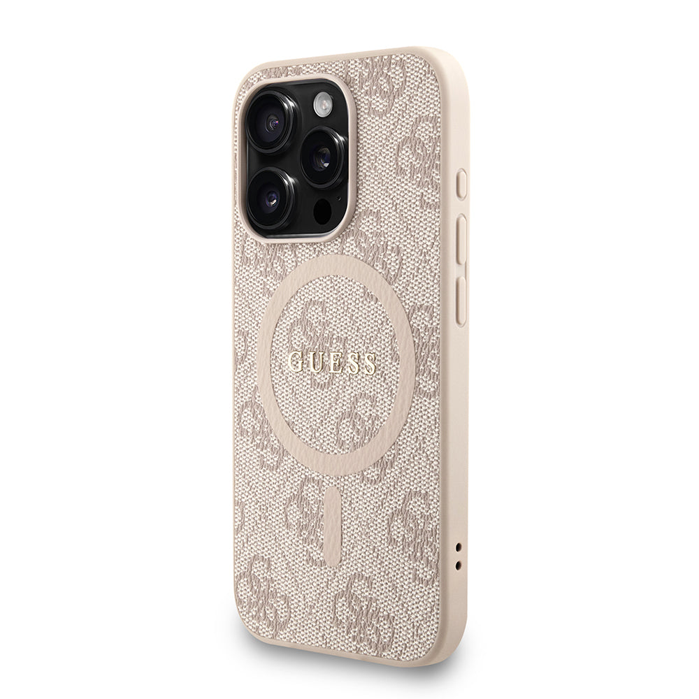 iPhone 15 Pro Kılıf Guess Orjinal Lisanslı M-safe Şarj Özellikli PU Deri Bilek Askı İpli Yazı Logolu Kapak
