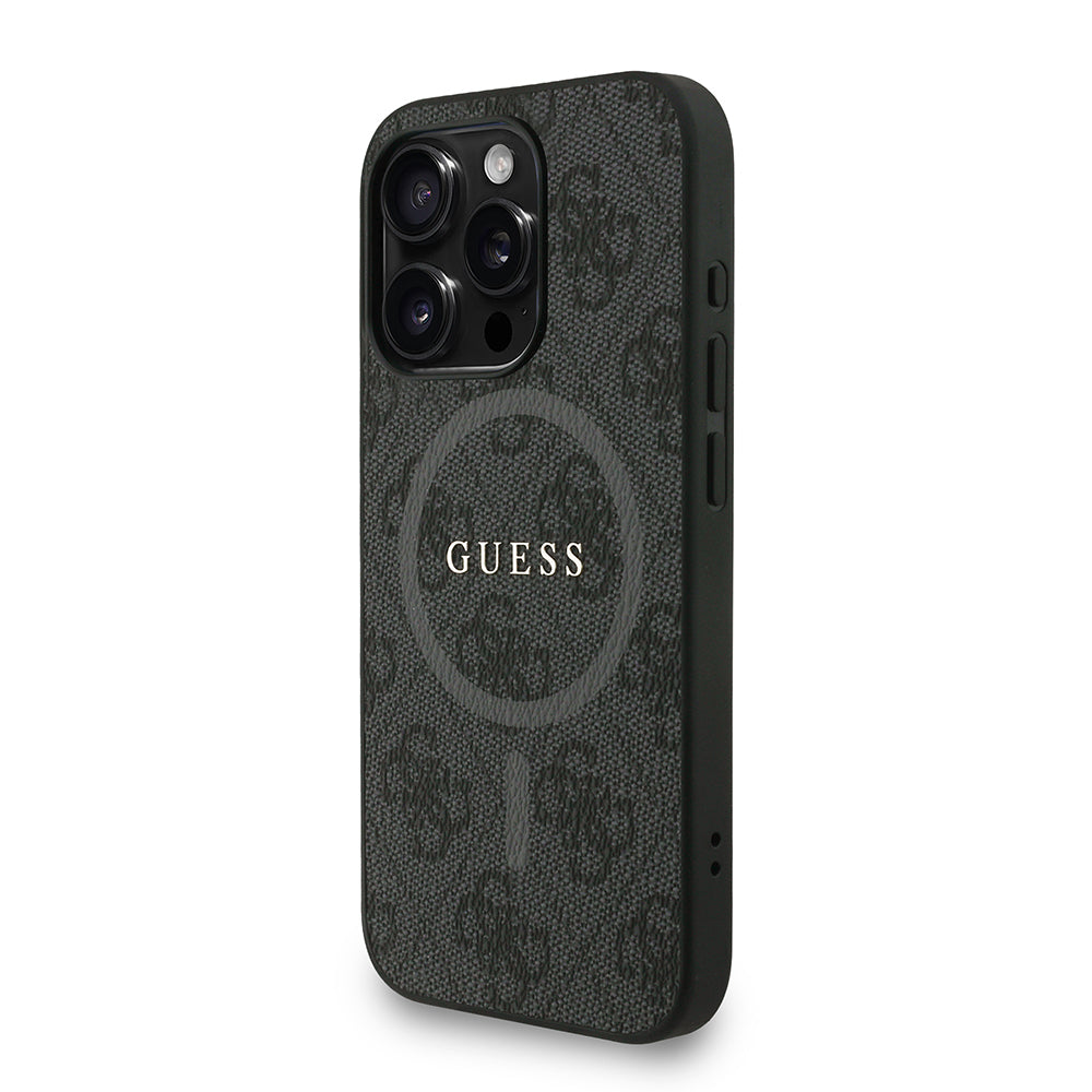iPhone 15 Pro Kılıf Guess Orjinal Lisanslı M-safe Şarj Özellikli PU Deri Bilek Askı İpli Yazı Logolu Kapak
