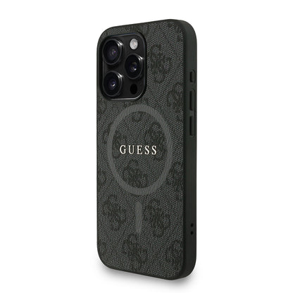 iPhone 15 Pro Kılıf Guess Orjinal Lisanslı M-safe Şarj Özellikli PU Deri Bilek Askı İpli Yazı Logolu Kapak