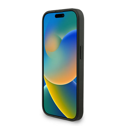 iPhone 15 Pro Kılıf Guess Orjinal Lisanslı M-safe Şarj Özellikli PU Deri Bilek Askı İpli Yazı Logolu Kapak