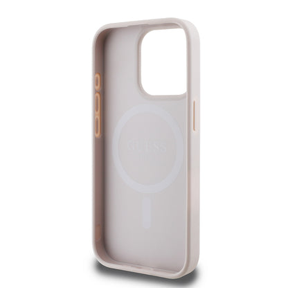 iPhone 15 Pro Kılıf Guess Orjinal Lisanslı M-safe Şarj Özellikli 4G Desen Yazı Logolu Kapak