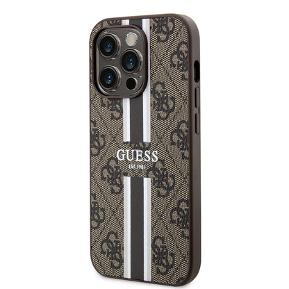 iPhone 15 Pro Kılıf Guess Orjinal Lisanslı M-safe Şarj Özellikli 4G Şerit Tasarımlı Printed Kapak