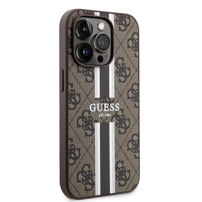 iPhone 15 Pro Kılıf Guess Orjinal Lisanslı M-safe Şarj Özellikli 4G Şerit Tasarımlı Printed Kapak