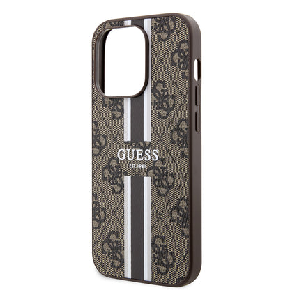 iPhone 15 Pro Kılıf Guess Orjinal Lisanslı M-safe Şarj Özellikli 4G Şerit Tasarımlı Printed Kapak