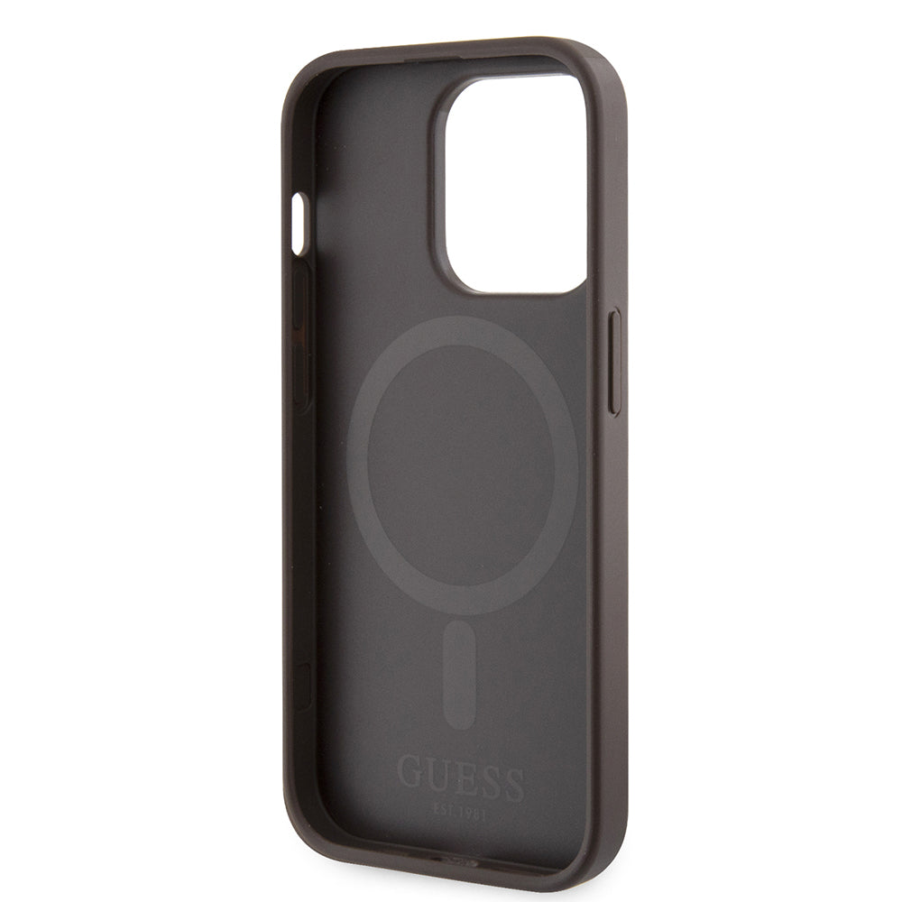 iPhone 15 Pro Kılıf Guess Orjinal Lisanslı M-safe Şarj Özellikli 4G Şerit Tasarımlı Printed Kapak