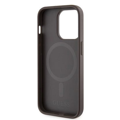 iPhone 15 Pro Kılıf Guess Orjinal Lisanslı M-safe Şarj Özellikli 4G Şerit Tasarımlı Printed Kapak