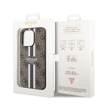 iPhone 15 Pro Kılıf Guess Orjinal Lisanslı M-safe Şarj Özellikli 4G Şerit Tasarımlı Printed Kapak