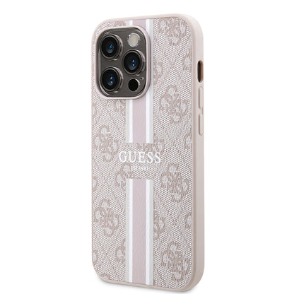 iPhone 15 Pro Kılıf Guess Orjinal Lisanslı M-safe Şarj Özellikli 4G Şerit Tasarımlı Printed Kapak
