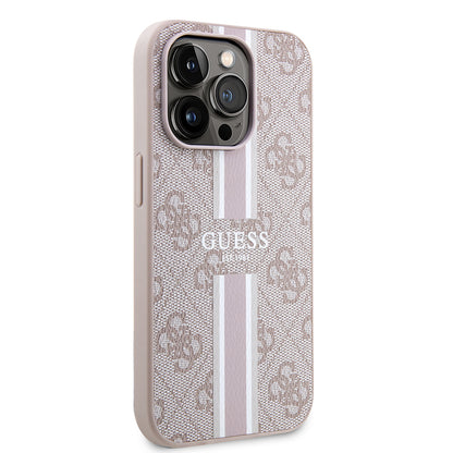 iPhone 15 Pro Kılıf Guess Orjinal Lisanslı M-safe Şarj Özellikli 4G Şerit Tasarımlı Printed Kapak
