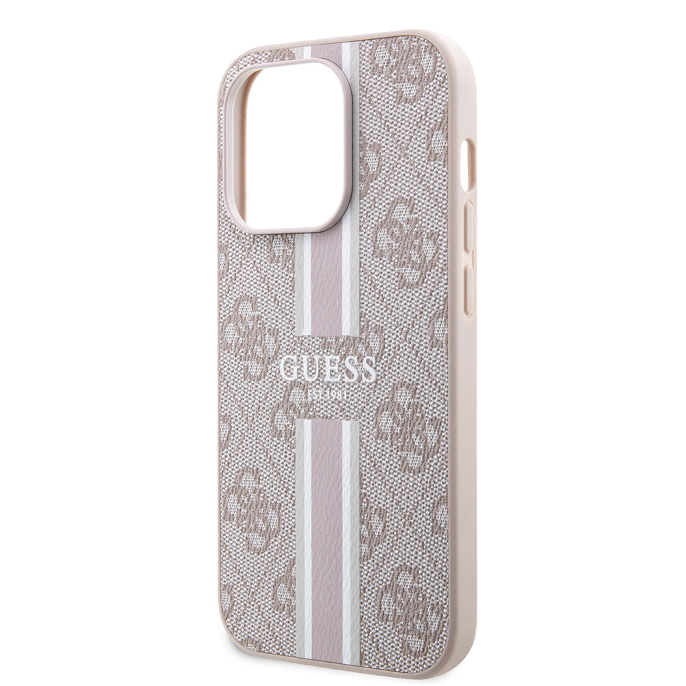 iPhone 15 Pro Kılıf Guess Orjinal Lisanslı M-safe Şarj Özellikli 4G Şerit Tasarımlı Printed Kapak