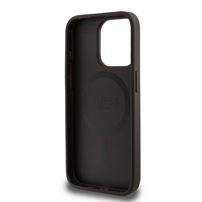 iPhone 15 Pro Kılıf Guess Orjinal Lisanslı M-safe Şarj Özellikli Gül Baskılı 4G Desenli Yazı Logolu Kapak