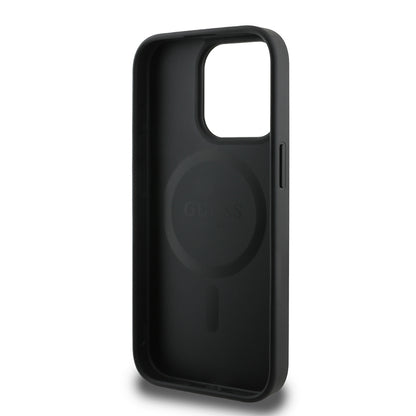 iPhone 15 Pro Kılıf Guess Orjinal Lisanslı M-safe Şarj Özellikli Gül Baskılı 4G Desenli Yazı Logolu Kapak