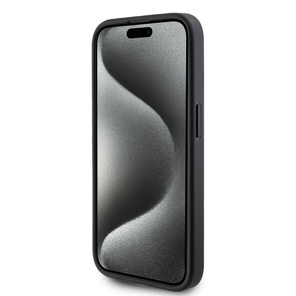 iPhone 15 Pro Kılıf Guess Orjinal Lisanslı M-safe Şarj Özellikli PU Halkalı 4G Desenli Yazı Logolu Kapak