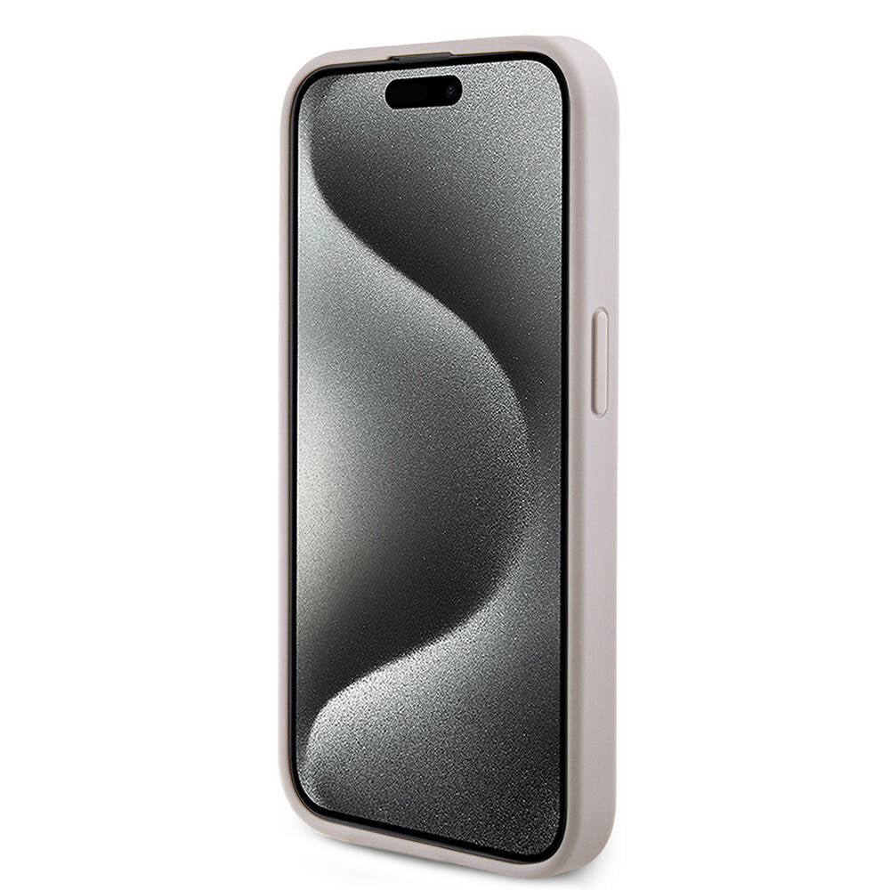 iPhone 15 Pro Kılıf Guess Orjinal Lisanslı M-safe Şarj Özellikli PU Halkalı 4G Desenli Yazı Logolu Kapak