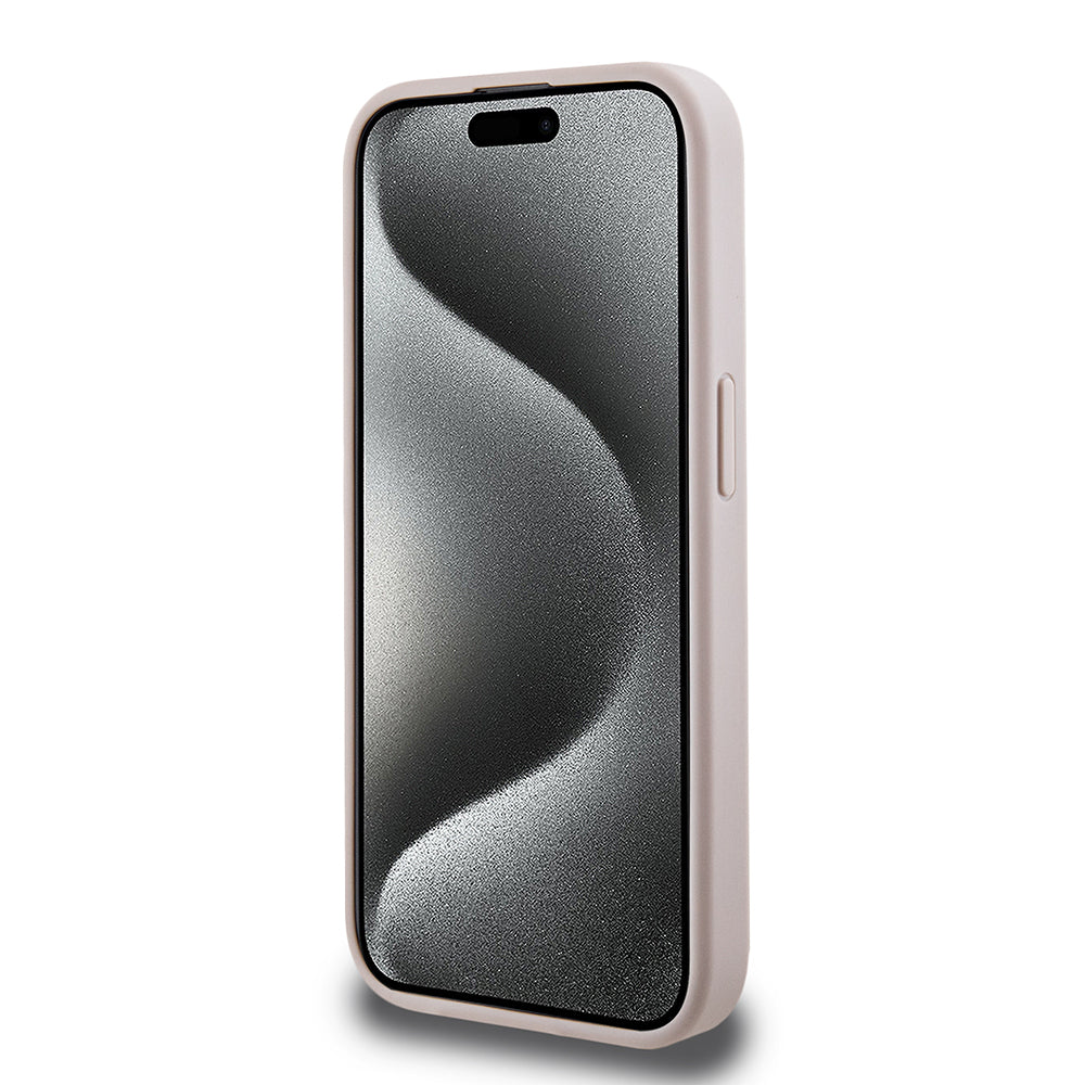 iPhone 15 Pro Kılıf Guess Orjinal Lisanslı M-safe Şarj Özellikli PU Üçgen Logo 4G Desenli Kapak