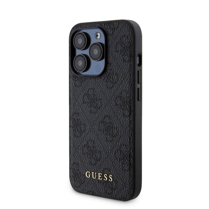iPhone 15 Pro Kılıf Guess Orjinal Lisanslı M-safe Şarj Özellikli Yazı Logolu 4G Desenli Kapak + Powerbank 5000mAh 2in1 Set