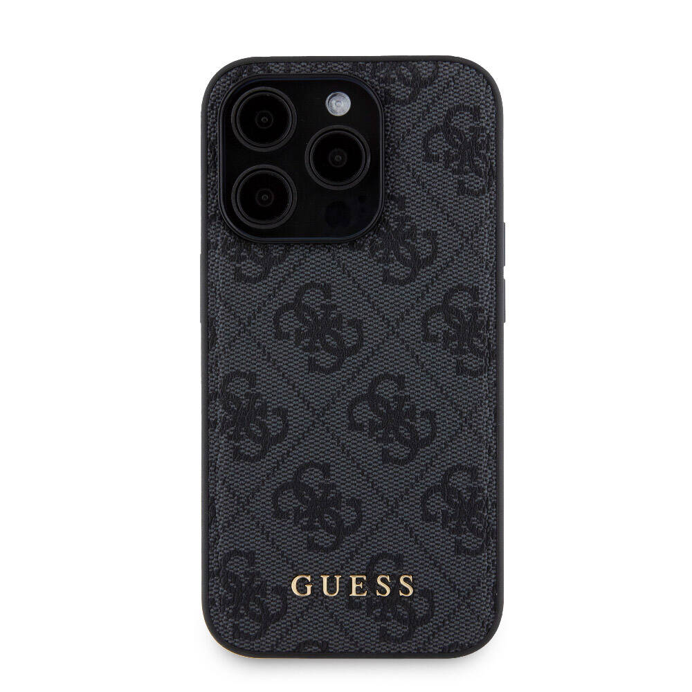 iPhone 15 Pro Kılıf Guess Orjinal Lisanslı M-safe Şarj Özellikli Yazı Logolu 4G Desenli Kapak + Powerbank 5000mAh 2in1 Set