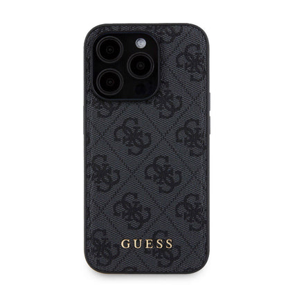 iPhone 15 Pro Kılıf Guess Orjinal Lisanslı M-safe Şarj Özellikli Yazı Logolu 4G Desenli Kapak + Powerbank 5000mAh 2in1 Set