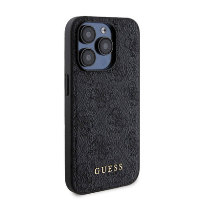 iPhone 15 Pro Kılıf Guess Orjinal Lisanslı M-safe Şarj Özellikli Yazı Logolu 4G Desenli Kapak + Powerbank 5000mAh 2in1 Set