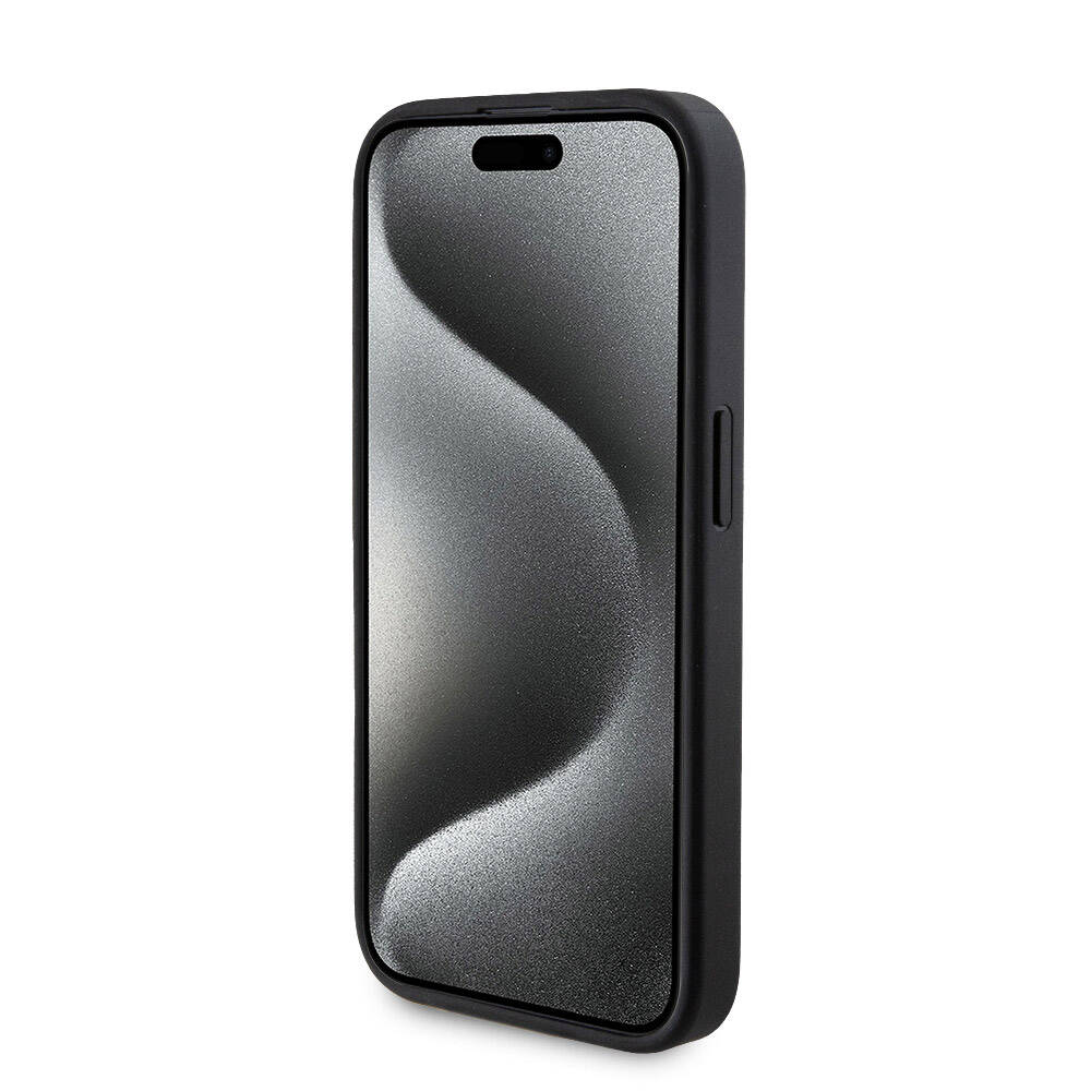 iPhone 15 Pro Kılıf Guess Orjinal Lisanslı M-safe Şarj Özellikli Yazı Logolu 4G Desenli Kapak + Powerbank 5000mAh 2in1 Set