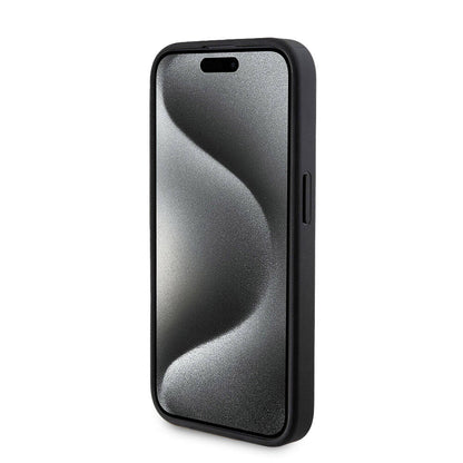 iPhone 15 Pro Kılıf Guess Orjinal Lisanslı M-safe Şarj Özellikli Yazı Logolu 4G Desenli Kapak + Powerbank 5000mAh 2in1 Set