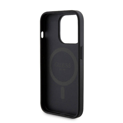 iPhone 15 Pro Kılıf Guess Orjinal Lisanslı M-safe Şarj Özellikli Yazı Logolu 4G Desenli Kapak + Powerbank 5000mAh 2in1 Set