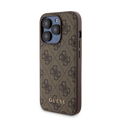 iPhone 15 Pro Kılıf Guess Orjinal Lisanslı M-safe Şarj Özellikli Yazı Logolu 4G Desenli Kapak + Powerbank 5000mAh 2in1 Set