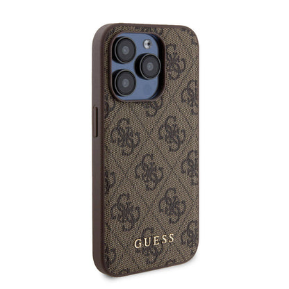iPhone 15 Pro Kılıf Guess Orjinal Lisanslı M-safe Şarj Özellikli Yazı Logolu 4G Desenli Kapak + Powerbank 5000mAh 2in1 Set