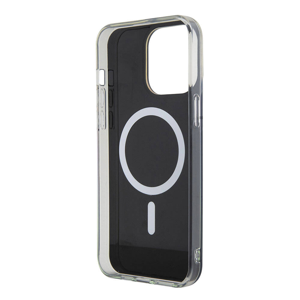 iPhone 15 Pro Kılıf Guess Orjinal Lisanslı M-safe Şarj Özellikli Yazı Logolu Iridescent Kapak