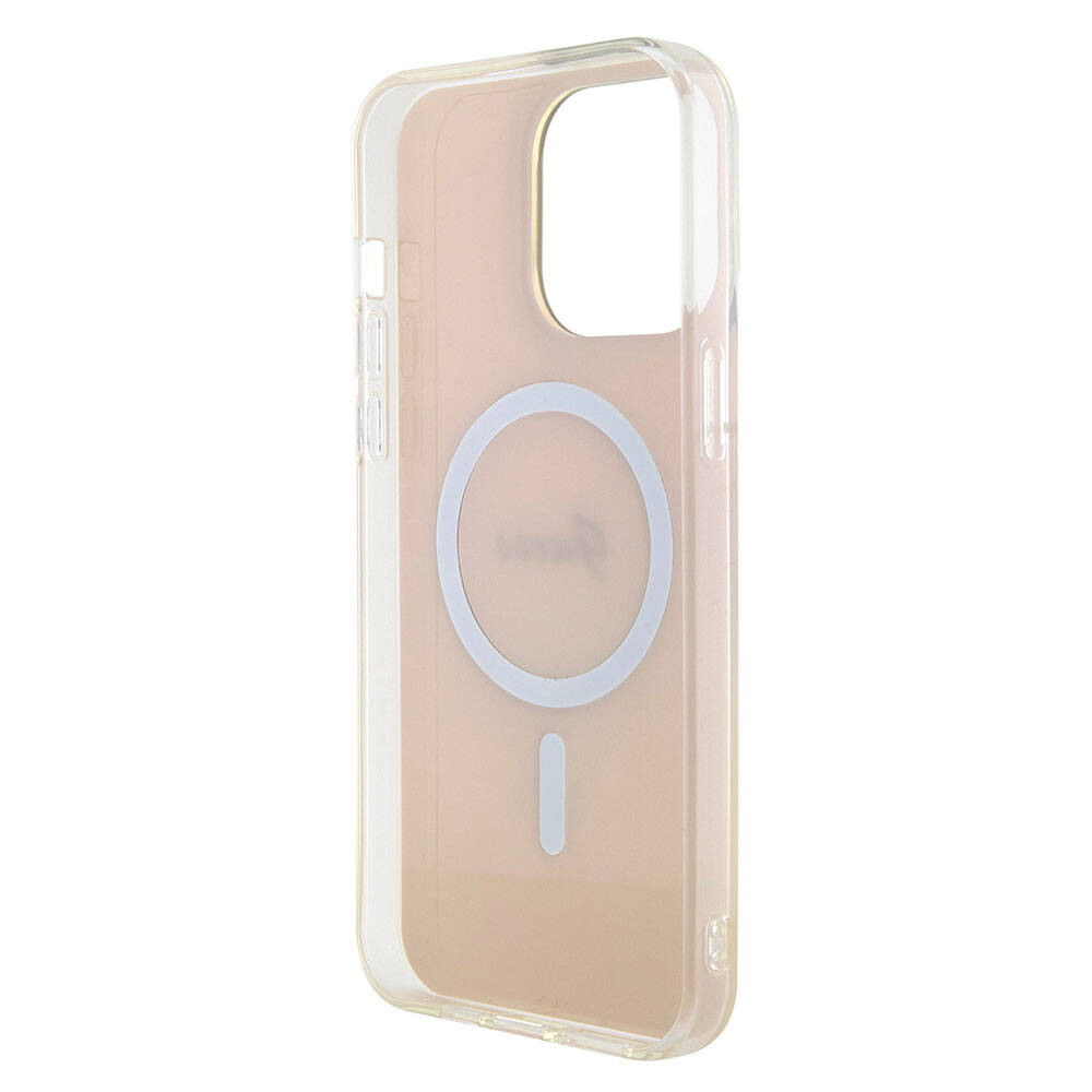 iPhone 15 Pro Kılıf Guess Orjinal Lisanslı M-safe Şarj Özellikli Yazı Logolu Iridescent Kapak