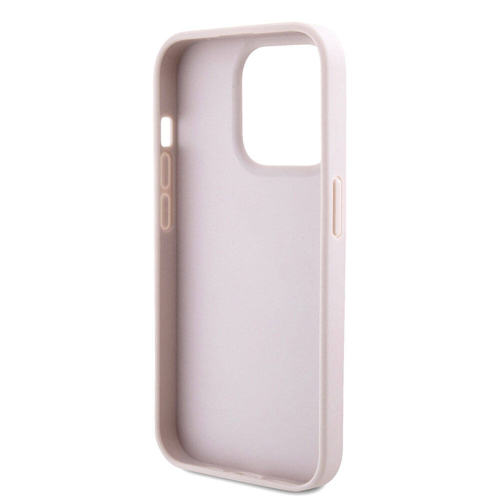 iPhone 15 Pro Kılıf Guess Orjinal Lisanslı PU Deri Askılı Taşlı Üçgen Logo 4G Desenli Strass Crossbody Kapak