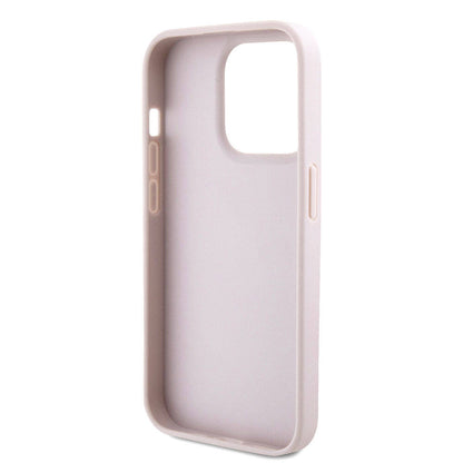 iPhone 15 Pro Kılıf Guess Orjinal Lisanslı PU Deri Askılı Taşlı Üçgen Logo 4G Desenli Strass Crossbody Kapak