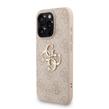 iPhone 15 Pro Kılıf Guess Orjinal Lisanslı PU Deri Bilek Askı İpli Metal Büyük 4G ve Yazı Logolu Kapak