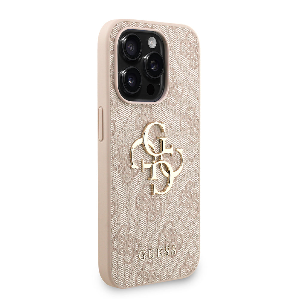 iPhone 15 Pro Kılıf Guess Orjinal Lisanslı PU Deri Bilek Askı İpli Metal Büyük 4G ve Yazı Logolu Kapak