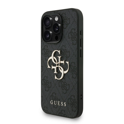 iPhone 15 Pro Kılıf Guess Orjinal Lisanslı PU Deri Bilek Askı İpli Metal Büyük 4G ve Yazı Logolu Kapak