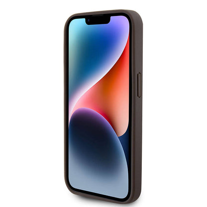 iPhone 15 Pro Kılıf Guess Orjinal Lisanslı PU Deri Taşlı Üçgen Logo 4G Desenli Strass Kapak