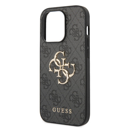 iPhone 15 Pro Kılıf Guess Orjinal Lisanslı PU Deri Yazı ve 4G Metal Logolu Desenli Kapak