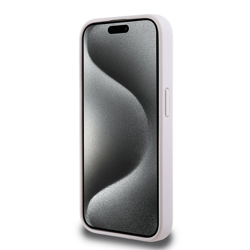 iPhone 15 Pro Kılıf Guess Orjinal Lisanslı PU Deri Yazı ve 4G Metal Logolu Desenli Kapak