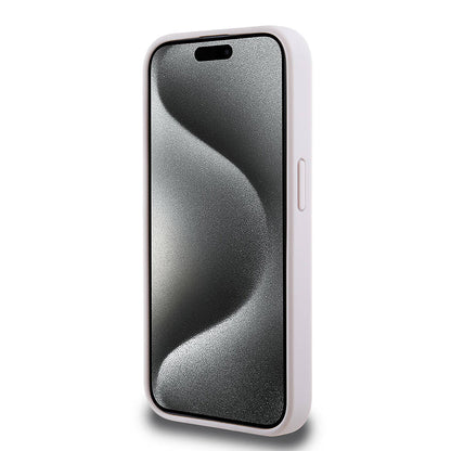 iPhone 15 Pro Kılıf Guess Orjinal Lisanslı PU Deri Yazı ve 4G Metal Logolu Desenli Kapak