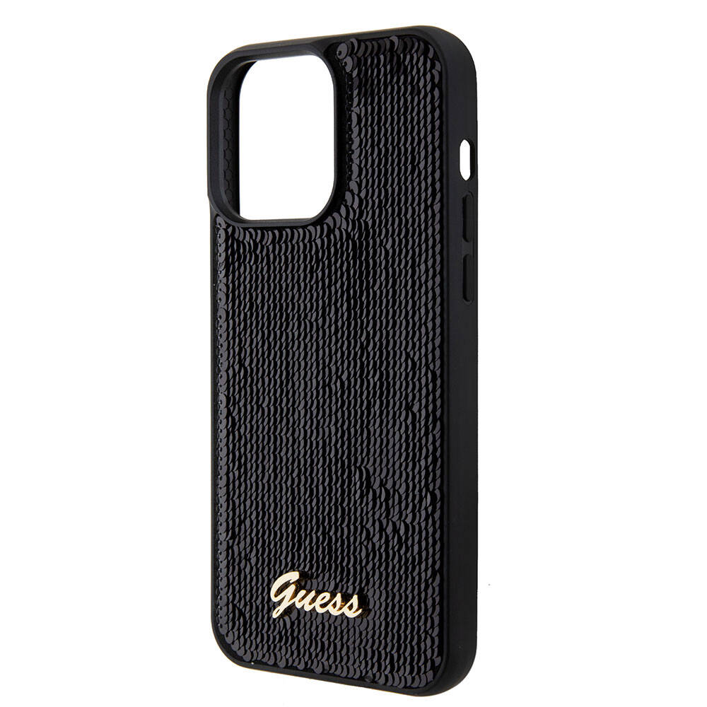 iPhone 15 Pro Kılıf Guess Orjinal Lisanslı Pullu Arka Yüzey Metal Yazı Logolu Sequin Script Kapak