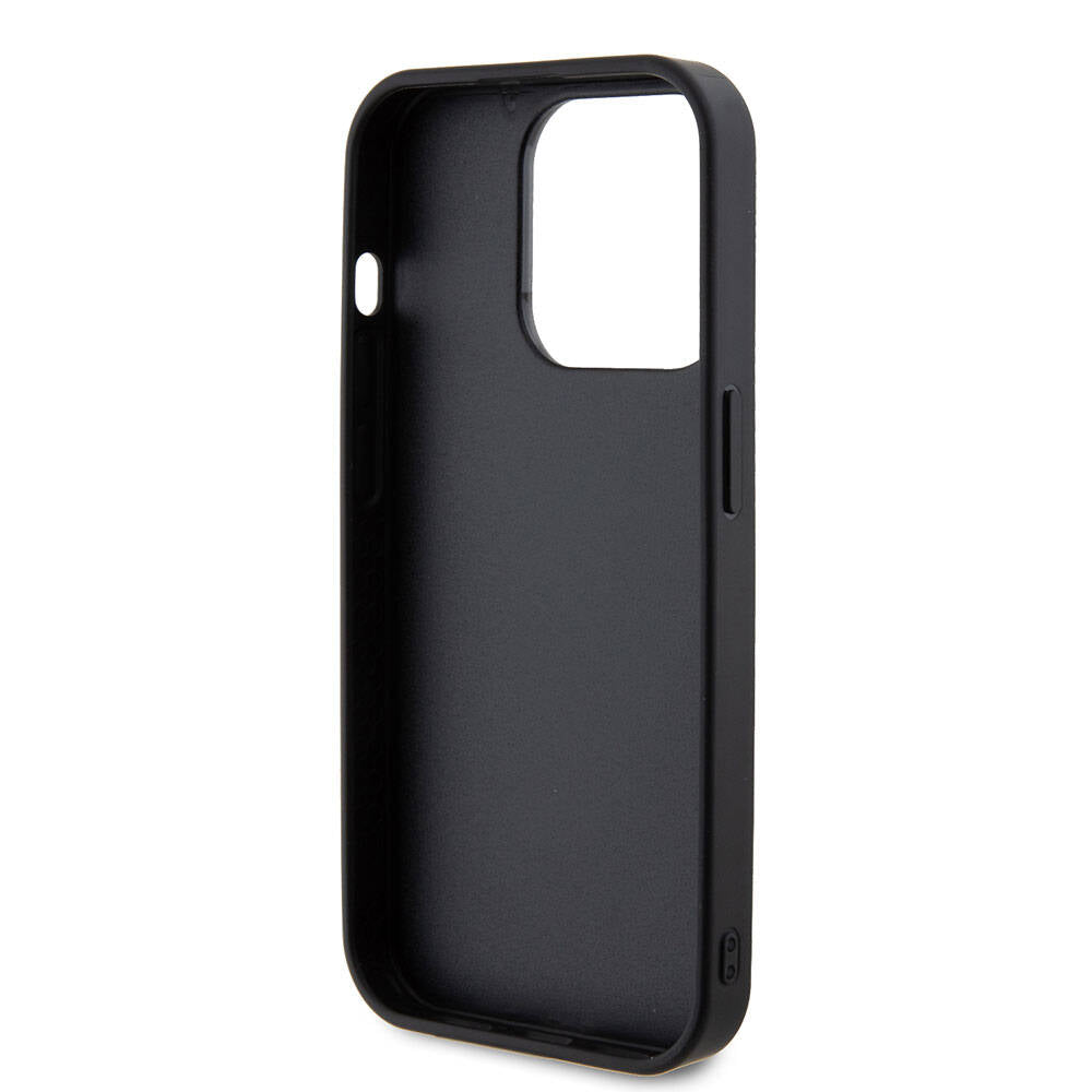 iPhone 15 Pro Kılıf Guess Orjinal Lisanslı Taşlı Arka Yüzey Metal Yazı Logolu Kapak