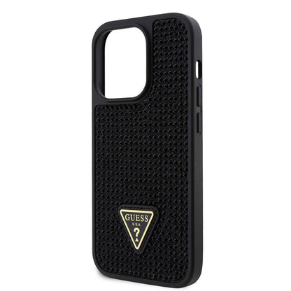 iPhone 15 Pro Kılıf Guess Orjinal Lisanslı Taşlı Arka Yüzey Üçgen Logolu Kapak