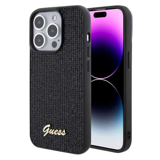 iPhone 15 Pro Kılıf Guess Orjinal Lisanslı Yazı Logolu Disco Script Metal Kapak