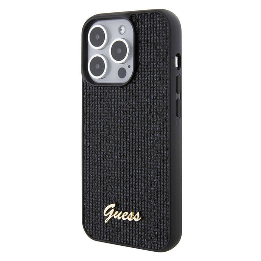 iPhone 15 Pro Kılıf Guess Orjinal Lisanslı Yazı Logolu Disco Script Metal Kapak