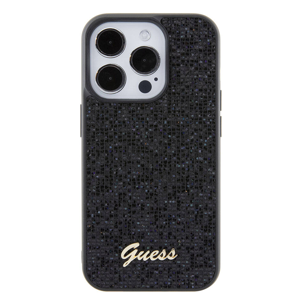 iPhone 15 Pro Kılıf Guess Orjinal Lisanslı Yazı Logolu Disco Script Metal Kapak
