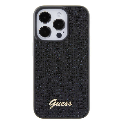 iPhone 15 Pro Kılıf Guess Orjinal Lisanslı Yazı Logolu Disco Script Metal Kapak