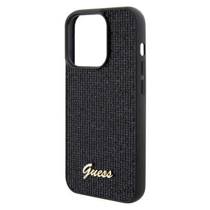 iPhone 15 Pro Kılıf Guess Orjinal Lisanslı Yazı Logolu Disco Script Metal Kapak