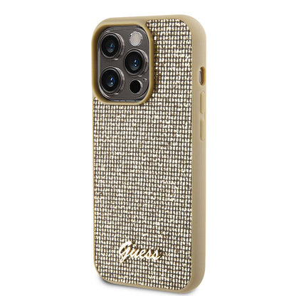 iPhone 15 Pro Kılıf Guess Orjinal Lisanslı Yazı Logolu Disco Script Metal Kapak